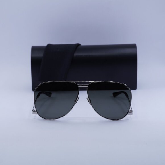 Saint Laurent SL690DUST 002 Aviator Sunglasses - Silver/Grey - Picture 3 of 11